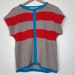Russ Togs Vintage 80s Short Sleeve Color Block Sweater Women's Size S